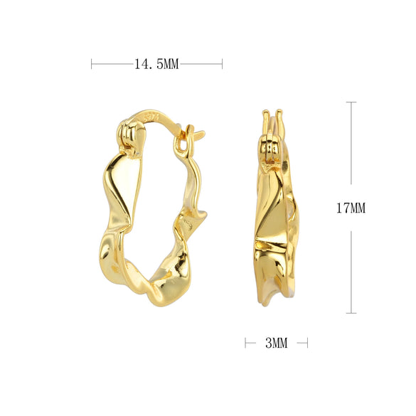 Wholesale S925 Silver Goldplated Wave Pattern White Deer Fashion Niche Women's Earrings
