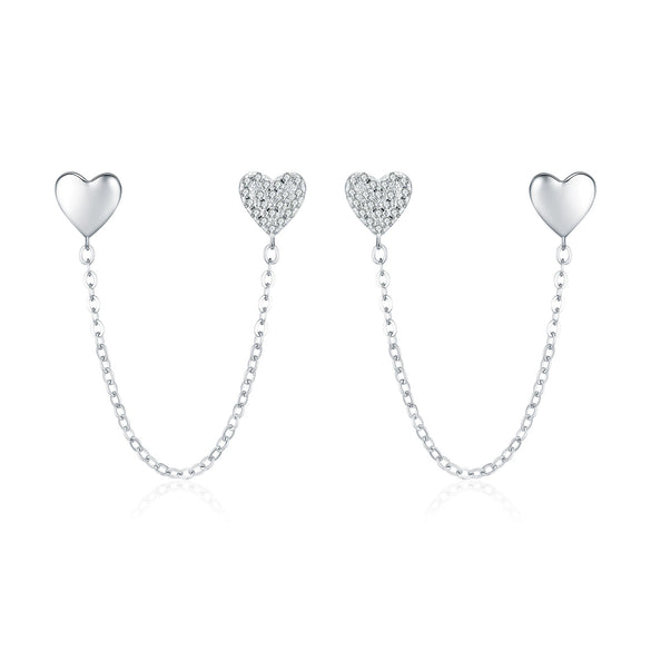Wholesale S925 Silver Heart Shape Diamond Set Earrings For Women