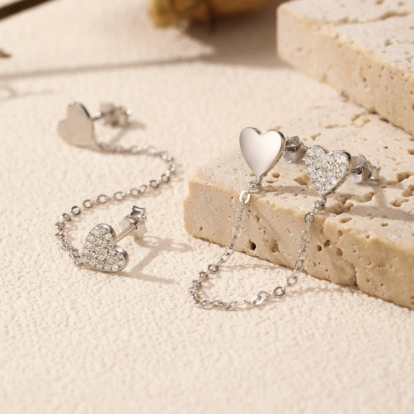 Wholesale S925 Silver Heart Shape Diamond Set Earrings For Women