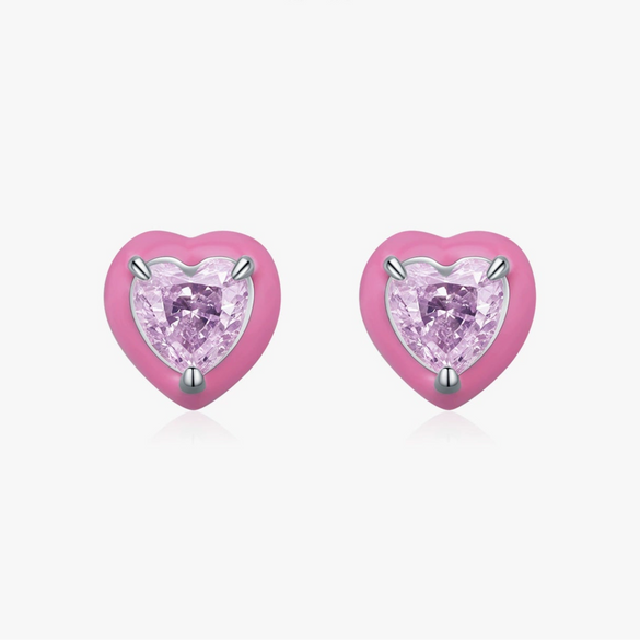 Wholesale S925 Silver Heart Shape Imitation Diamond Cute Women's Earrings