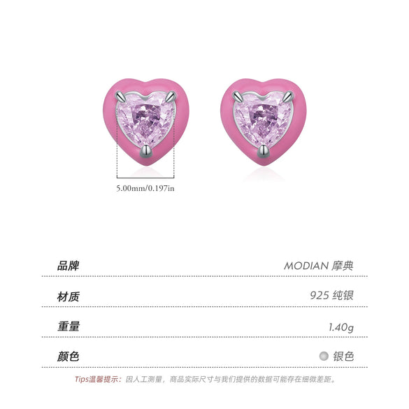 Wholesale S925 Silver Heart Shape Imitation Diamond Cute Women's Earrings