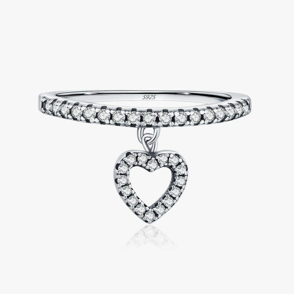 Wholesale S925 Silver Heart Shape Love Pendant Ring For Women With Shiny Diamond Design In Sweet Cool Style
