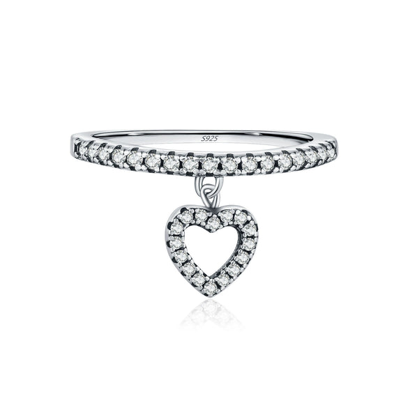 Wholesale S925 Silver Heart Shape Love Pendant Ring For Women With Shiny Diamond Design In Sweet Cool Style