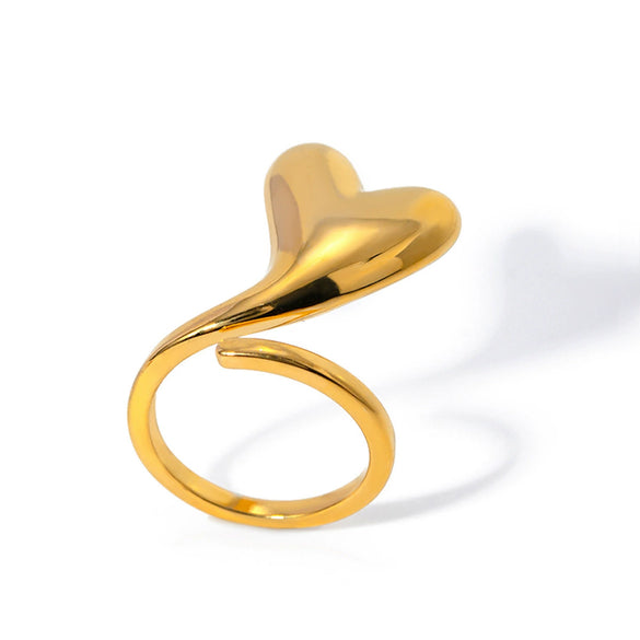 Wholesale S925 Silver Heart Shape Love Ring With 18K Golden Face And Electroplating Design For Women