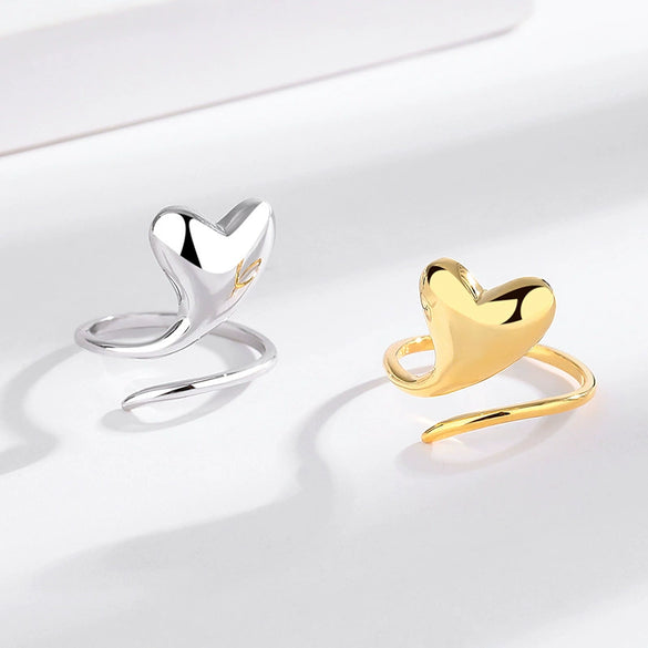 Wholesale S925 Silver Heart Shape Love Ring With 18K Golden Face And Electroplating Design For Women