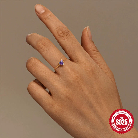 Wholesale S925 Silver Heart Shaped Fashion Niche Unique Pull Out Chain Ring With Electroplating