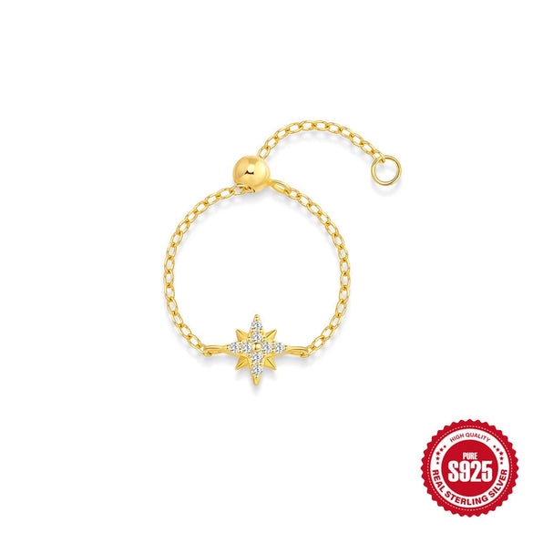 Wholesale S925 Silver Heart Shaped Fashion Niche Unique Pull Out Chain Ring With Electroplating