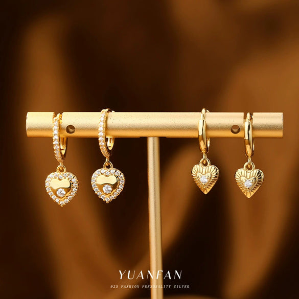 Wholesale S925 Silver Heart Shaped Geometric Earrings For Women