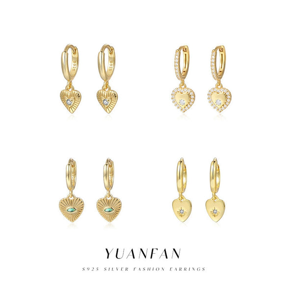 Wholesale S925 Silver Heart Shaped Geometric Earrings For Women