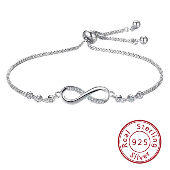 Wholesale S925 Silver Infinite Love Telescopic Bracelet With Styling Letters Numbers Text Micropaved