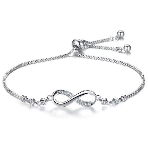 Wholesale S925 Silver Infinite Love Telescopic Bracelet With Styling Letters Numbers Text Micropaved