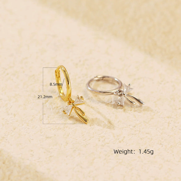 Wholesale S925 Silver Ins Bow Diamond Earrings With Electroplating For Women