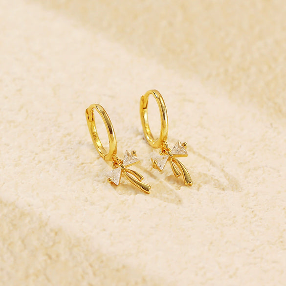 Wholesale S925 Silver Ins Bow Diamond Earrings With Electroplating For Women