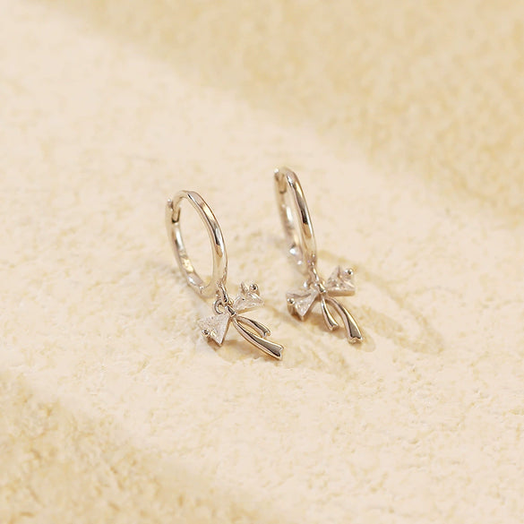 Wholesale S925 Silver Ins Bow Diamond Earrings With Electroplating For Women