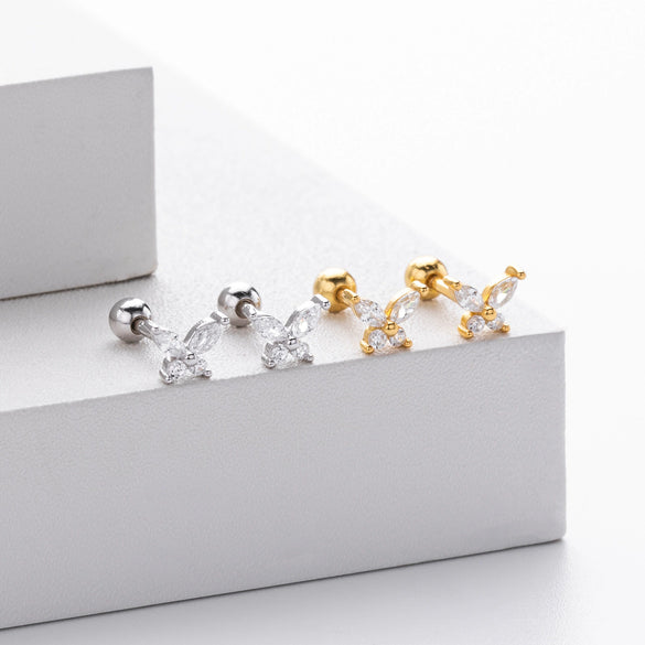 Wholesale S925 Silver Insectshaped Electroplated Butterfly Zircon Earrings Fashion Jewelry