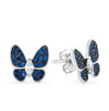 Wholesale S925 Silver Jewelry Set With Retro Elegant Blue Butterfly Pattern Inlaid With Zircon Stud Earrings Ring And Necklace For Women