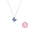 Wholesale S925 Silver Jewelry Set With Retro Elegant Blue Butterfly Pattern Inlaid With Zircon Stud Earrings Ring And Necklace For Women