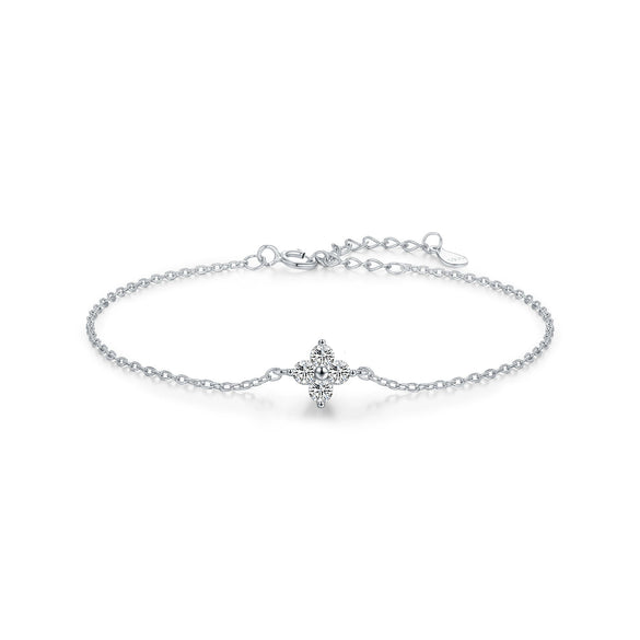 Wholesale S925 Silver Light Luxury Four Leaf Clover Flower Styled Full Diamond Bracelet For Women
