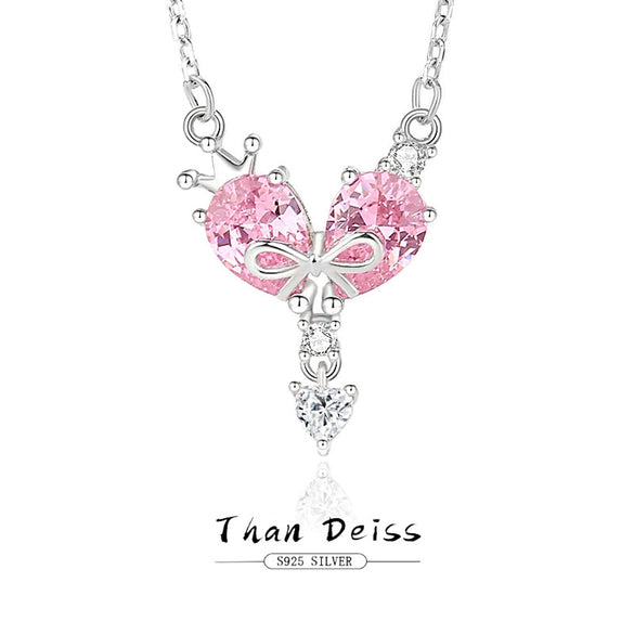 Wholesale S925 Silver Love Bow Geometric Pattern Necklace For Women