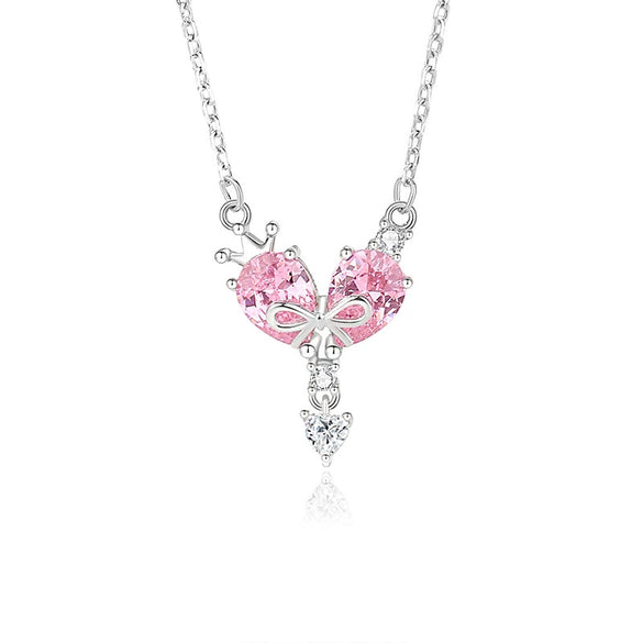Wholesale S925 Silver Love Bow Geometric Pattern Necklace For Women