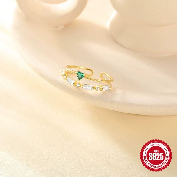 Wholesale S925 Silver Love Flower Zircon Oil Drop Ring For Women Niche Design With Inlaid Zircon Geometry Styling Opening Adjustable