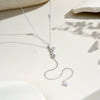 Wholesale S925 Silver Love Long Tassel Necklace With English Letter Geometric Pattern Electroplated With Platinum Or 18K Gold