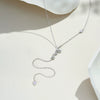 Wholesale S925 Silver Love Long Tassel Necklace With English Letter Geometric Pattern Electroplated With Platinum Or 18K Gold