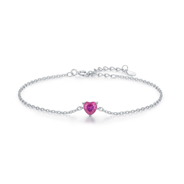 Wholesale S925 Silver Love Red Diamond Heart Shaped Bracelet For Women