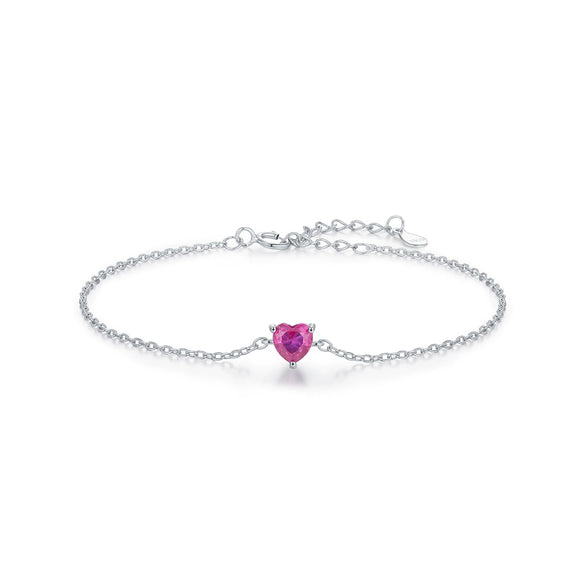 Wholesale S925 Silver Love Red Diamond Heart Shaped Bracelet For Women