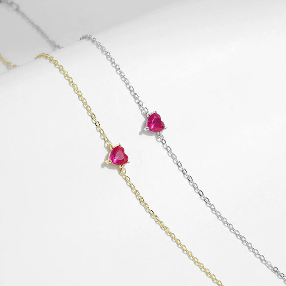 Wholesale S925 Silver Love Red Diamond Heart Shaped Bracelet For Women