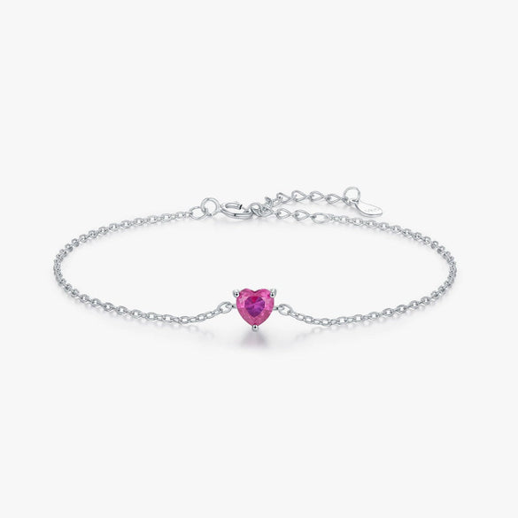 Wholesale S925 Silver Love Red Diamond Heart Shaped Bracelet For Women
