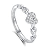 Wholesale S925 Silver Lovers Open Ring With Diamond And Heart Pattern For Men And Women