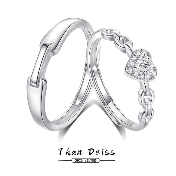 Wholesale S925 Silver Lovers Open Ring With Diamond And Heart Pattern For Men And Women