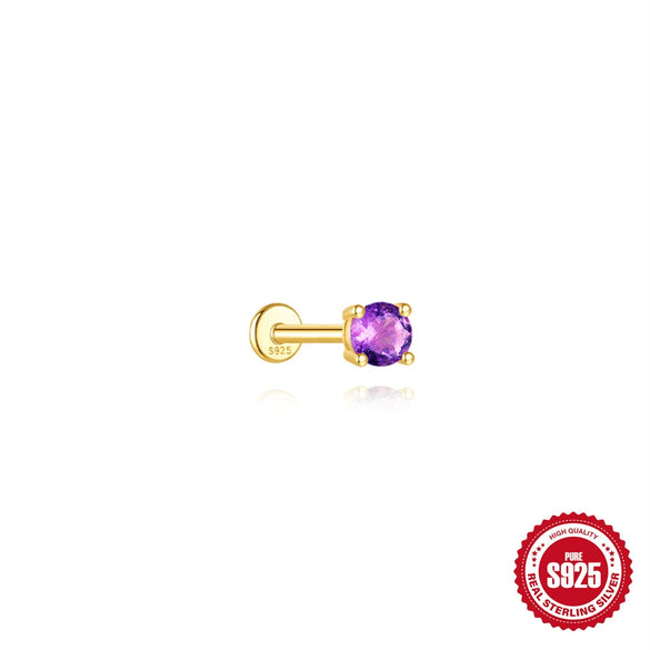 Wholesale S925 Silver Marquise Amethyst Inlaid Geometric Earrings With Zirconia For Women