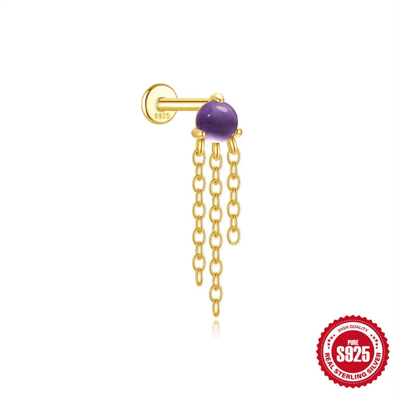 Wholesale S925 Silver Marquise Amethyst Inlaid Geometric Earrings With Zirconia For Women