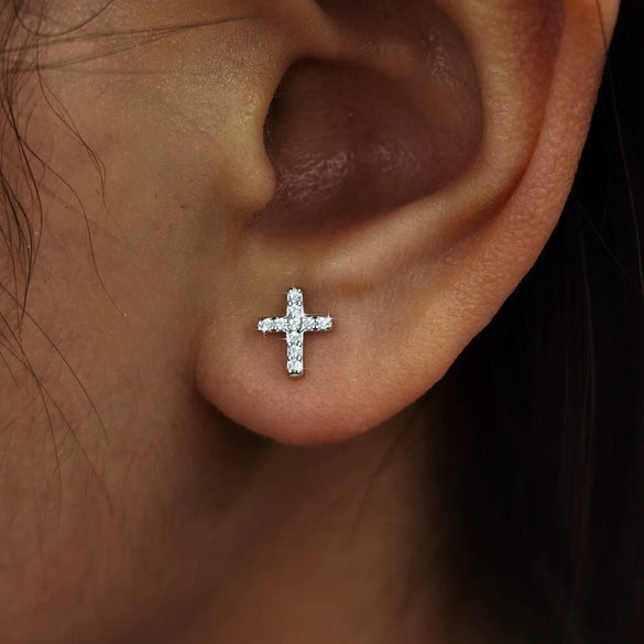 Wholesale S925 Silver Microinlaid Zircon Cross Earrings With Set With Diamonds Design