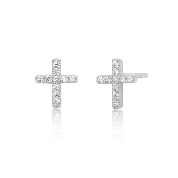 Wholesale S925 Silver Microinlaid Zircon Cross Earrings With Set With Diamonds Design