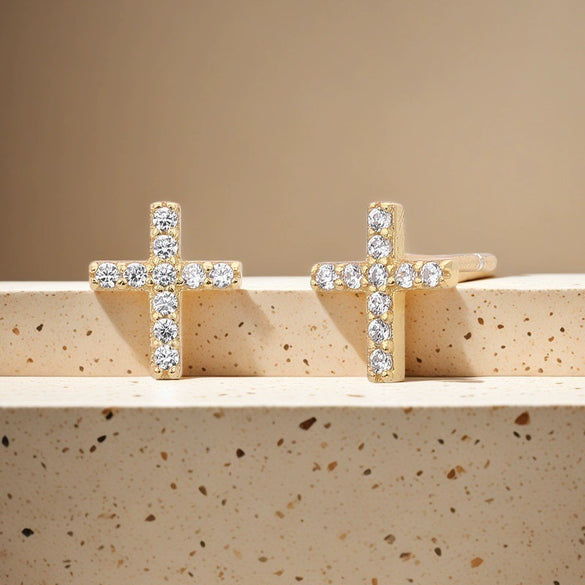 Wholesale S925 Silver Microinlaid Zircon Cross Earrings With Set With Diamonds Design
