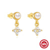 Wholesale S925 Silver Microinlaid Zircon Hemp Pattern Hollow Bow Earrings With Geometric Design