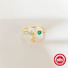 Wholesale S925 Silver Microset Crystal Zircon Flower Ring With Electroplating Treatment Geometric Design For Women