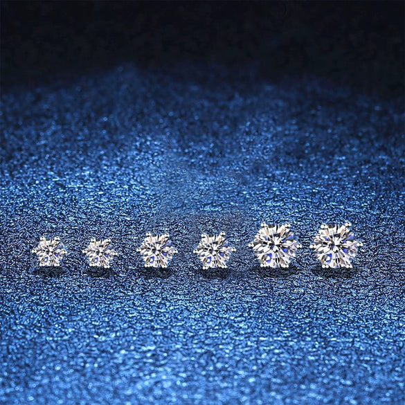 Wholesale S925 Silver Moissanite Ear Studs Classic Sixclaw Platinum Electroplated Geometric Natural Eight Stars And Eight Arrows Earrings Unisex