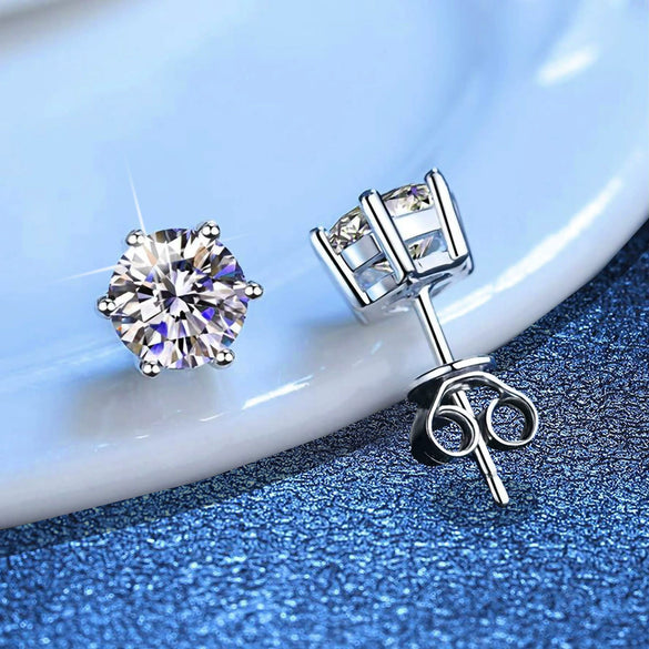 Wholesale S925 Silver Moissanite Ear Studs Classic Sixclaw Platinum Electroplated Geometric Natural Eight Stars And Eight Arrows Earrings Unisex