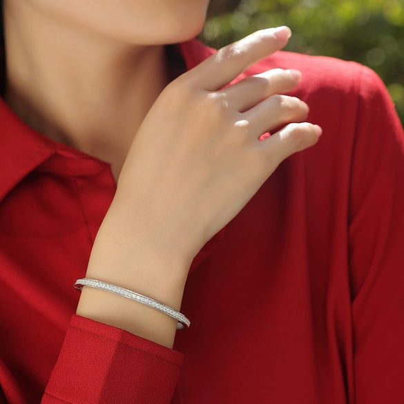Wholesale S925 Silver Moissanite Fashion Geometric Electroplated Bracelet