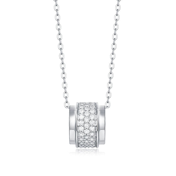 Wholesale S925 Silver Moissanite Geometric Pendant Necklace With Ball Chain Electroplated For Women