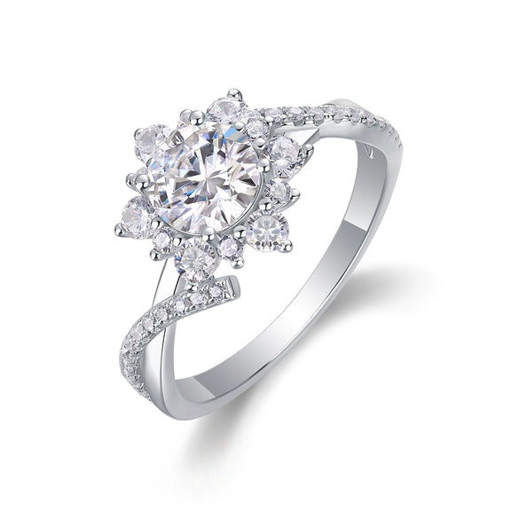 Wholesale S925 Silver Moissanite Geometric Ring Set With Diamonds For Women