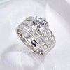 Wholesale S925 Silver Moissanite Geometric Stacked Ring With Electroplating