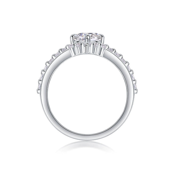 Wholesale S925 Silver Moissanite Inlaid Geometric Fashion Women's Ring