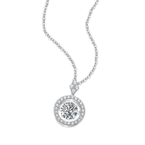 Wholesale S925 Silver Moissanite Inlaid Geometric Pendant Necklace With Ball Chain For Women Little Fresh Style