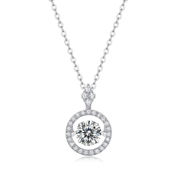 Wholesale S925 Silver Moissanite Inlaid Geometric Pendant Necklace With Ball Chain For Women Little Fresh Style