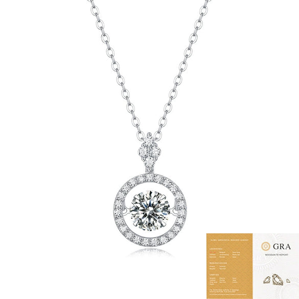 Wholesale S925 Silver Moissanite Inlaid Geometric Pendant Necklace With Ball Chain For Women Little Fresh Style